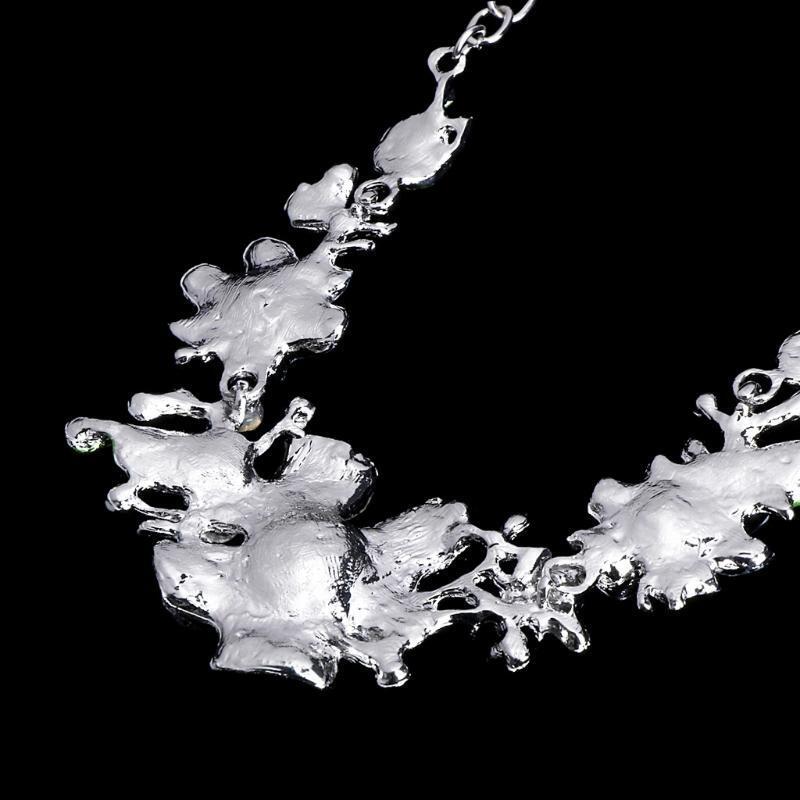 Women Necklace Jewelry Flower Pendant Earring Rhinestone Alloy Fashion Exquisite