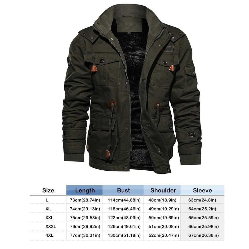 Men Long-Sleeve Thicken Fleece Hooded Coat Pocket Zipper Jacket (Green 3XL)