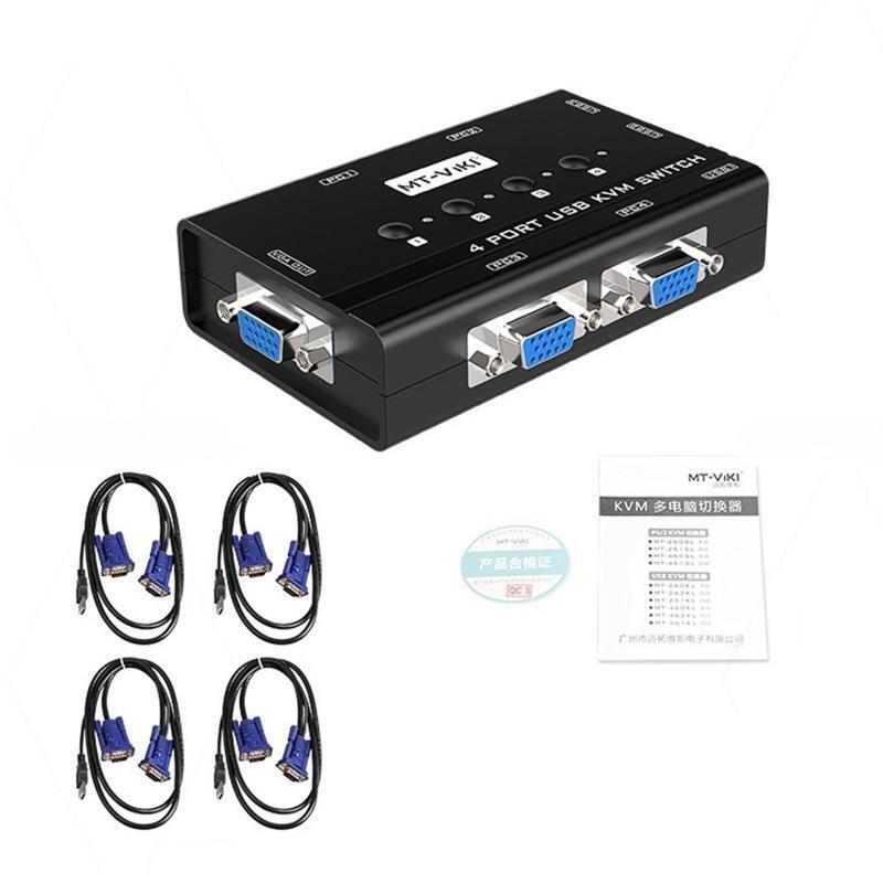 High Definition 4-Port VGA KVM Smart Switcher 4 in 1 Out USB Hub Switch Box