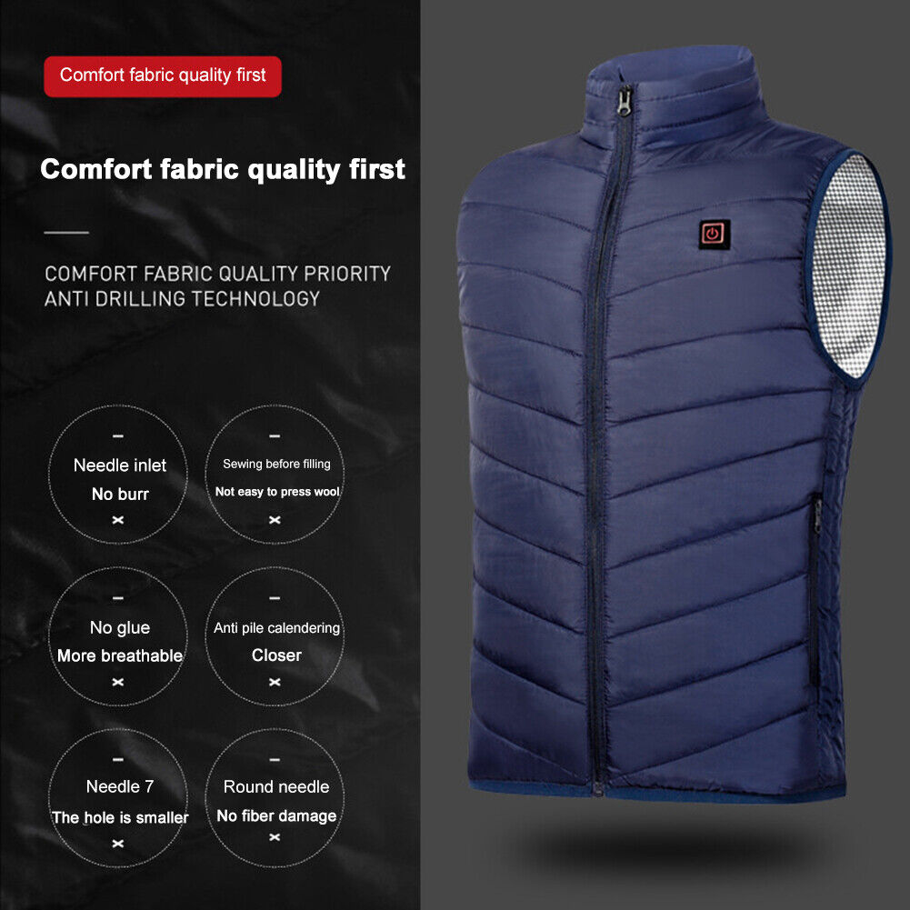 Heated Jacket Men Coat Intelligent USB Electric Winter Thermal Vest (L)