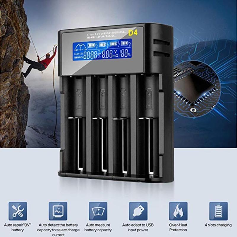 Smart Universal Charger LCD Display for Rechargeable Batteries18650/20700/21700