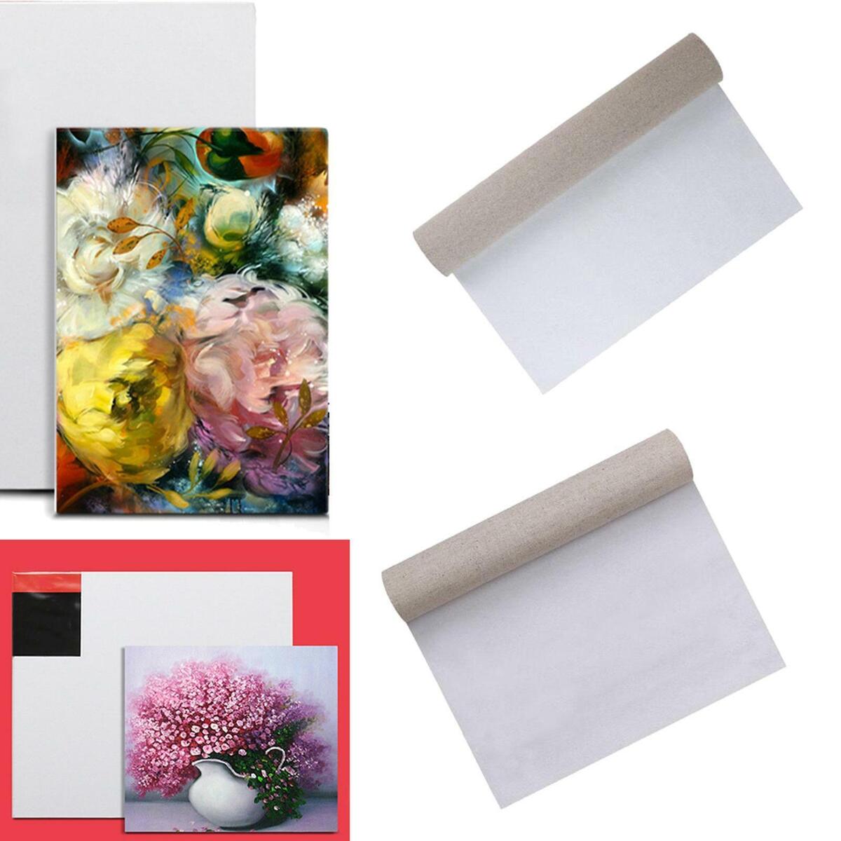 2x Blank Linen Canvas Oil Acrylic Watercolor Hobby Painting Stretched Canvas