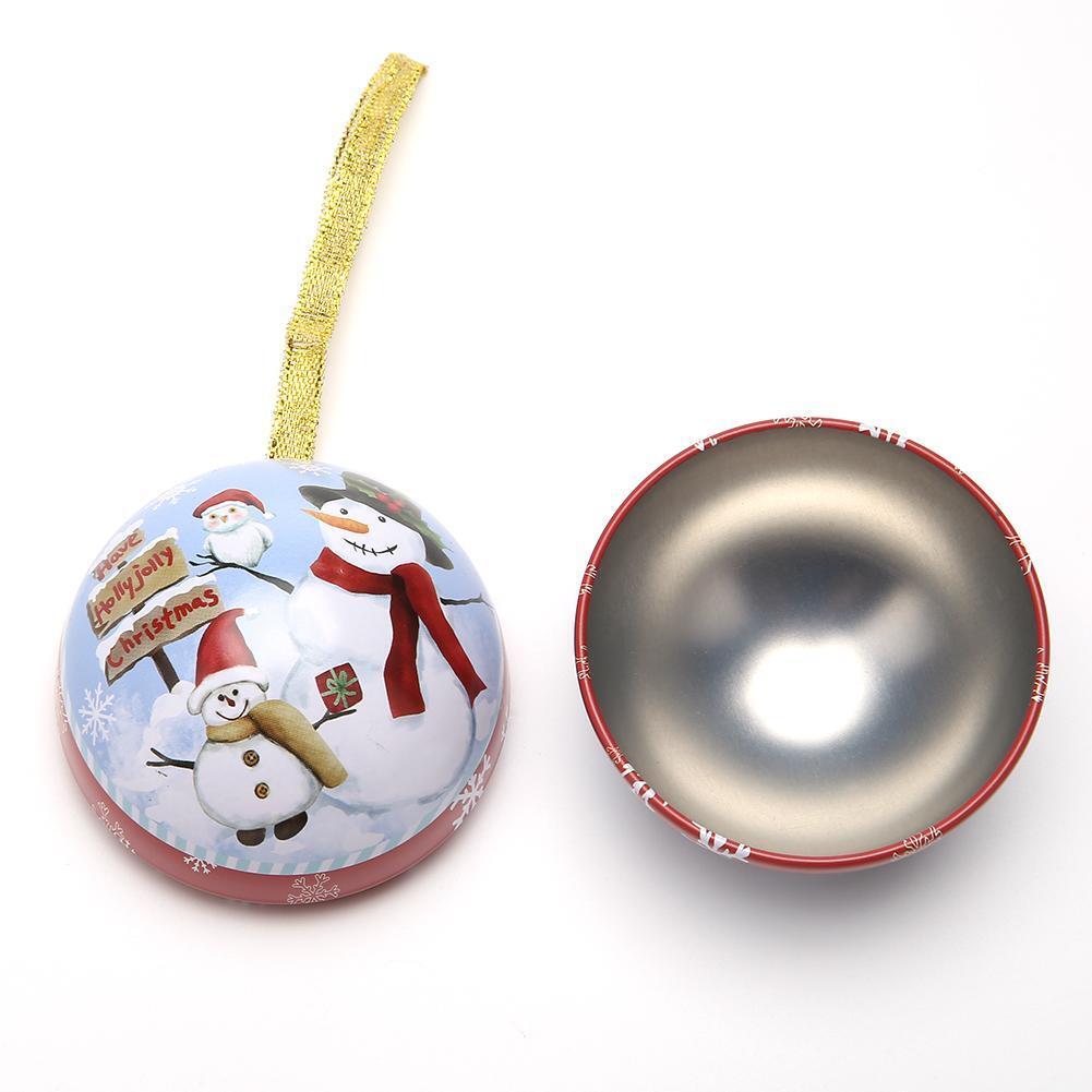 Santa Claus Snowball Tin Box Candy Gift Box Christmas Decor Supply (Snowman