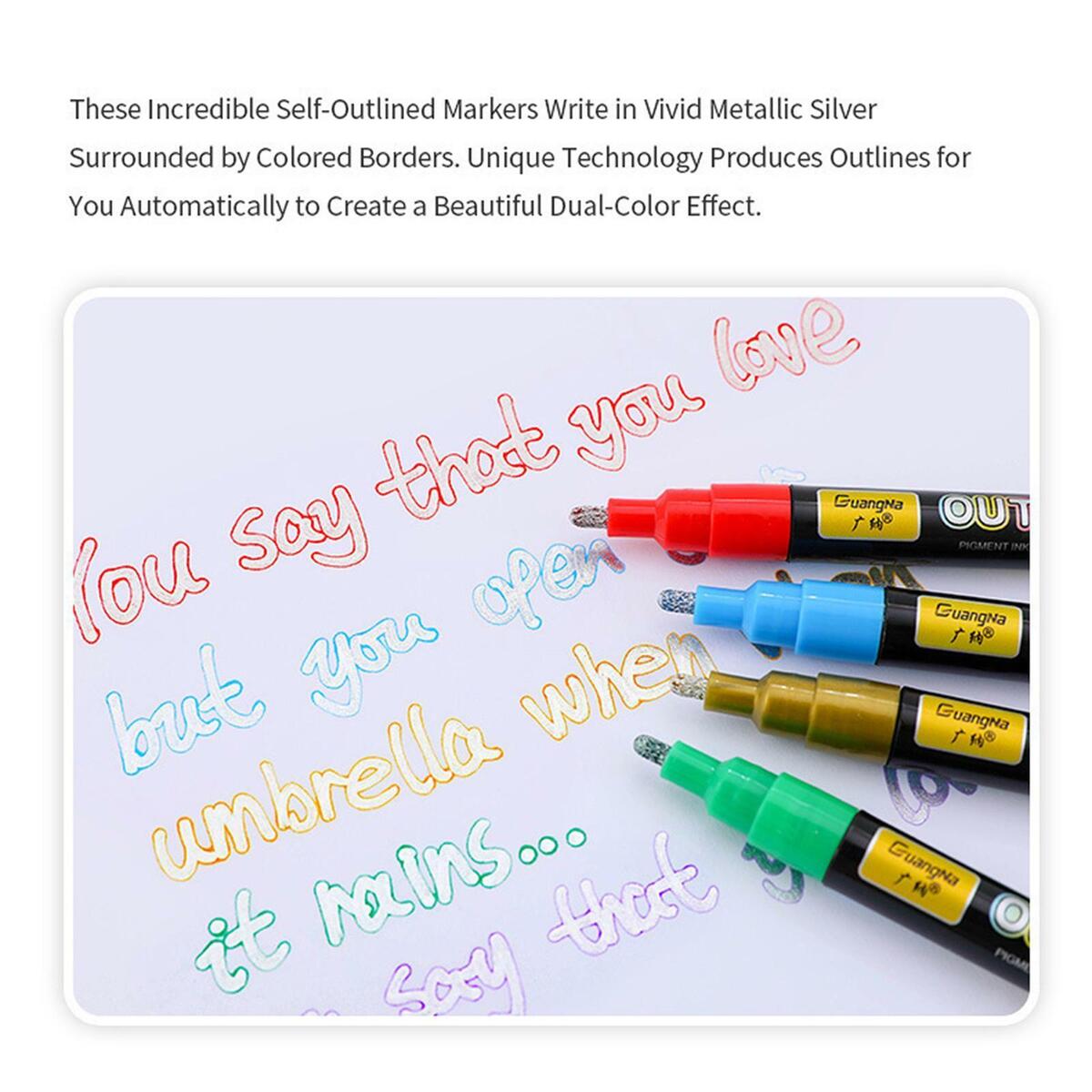 24Pcs Acrylic Outline  Markers Writing  for  Rock Painting