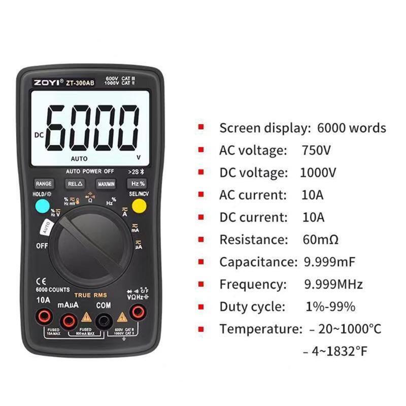 Digital Multimeter RMS NCV AC DC Current Voltage Resistance Meter Blue-tooth