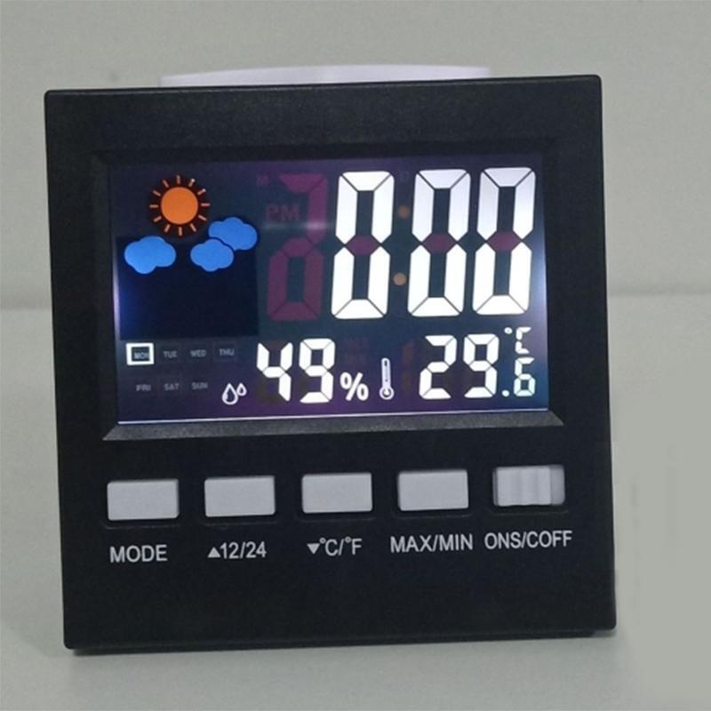 Led Digital Temperature and Humidity Display Clock Color Screen Weather