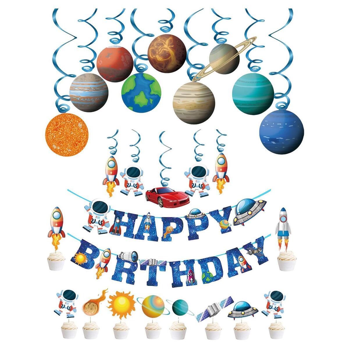 26Pcs Cute Space Themed Party Supplies for Wedding Baby Shower Decorations