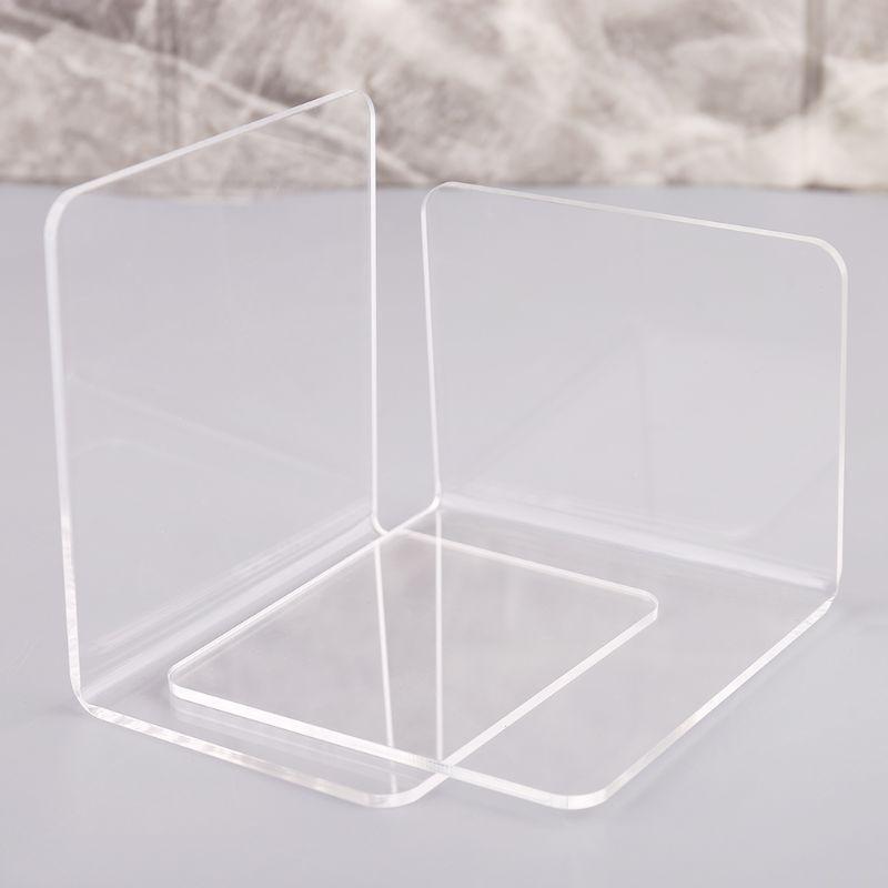 2Pcs Clear Acrylic Bookends L-shaped Desk Organizer Desktop Book Holder School