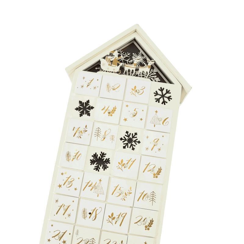 24 Day Advent Calendar Wooden Countdown to Christmas Calendar Deco w/ 24 Drawers