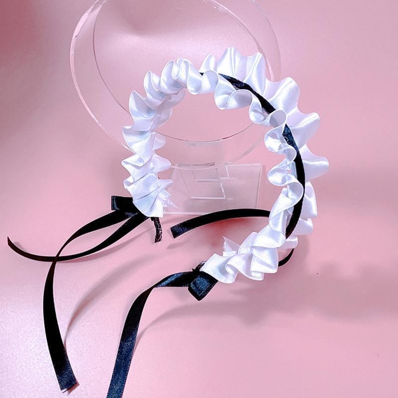 Funny Pleated Laces Headband Elegant Bowknot Hairbands Lolita Costume Supplies