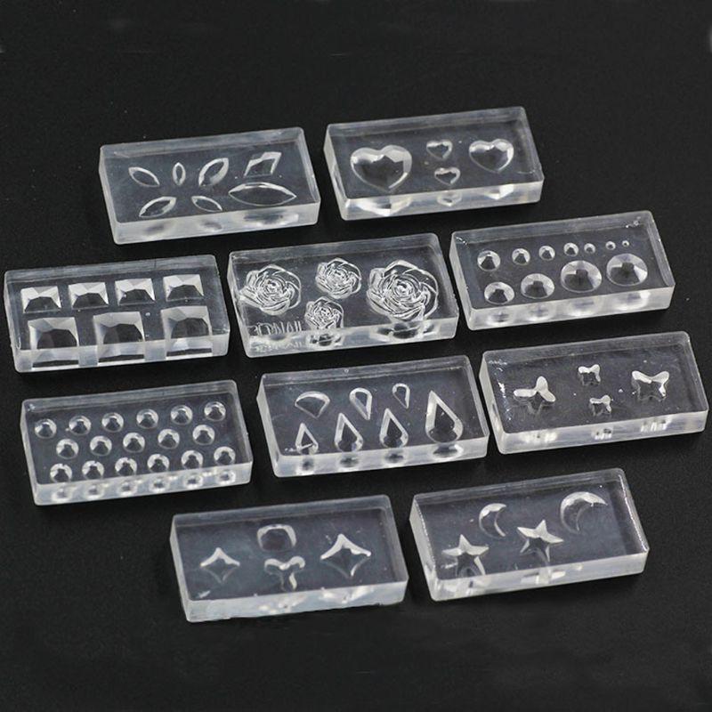10Pcs DIY Nail Art Silicone Mold Leaves Flower Template Acrylic UV Gel DIY Tool