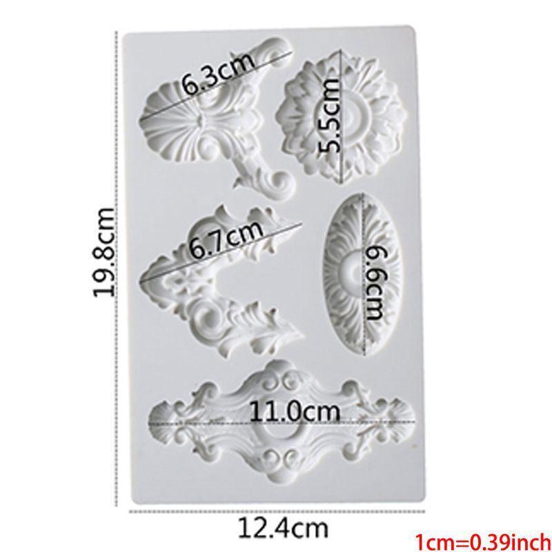 2 Pieces Baroque Style Lace Fondant Silicone Mold for Cake Cupcake Jewelry Decor