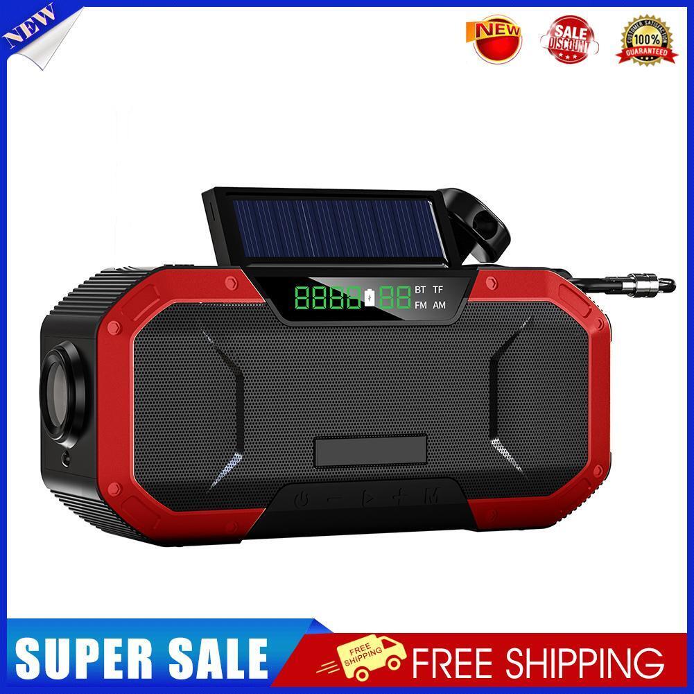 Multifunctional Portable Speaker Hand Crank Solar Radio AM/FM (Red)