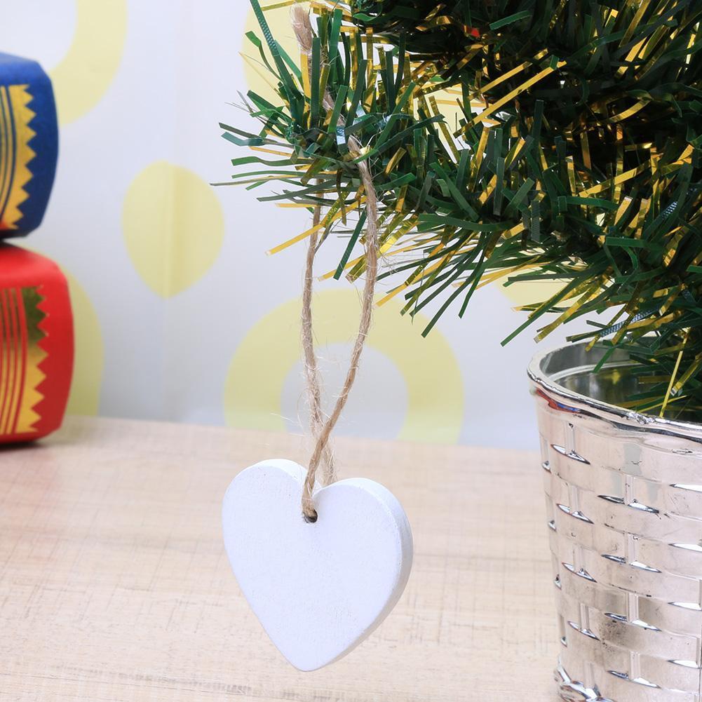 10pcs Mini Heart Wooden Pendants Ornaments Wood Craft Party Decor(White)