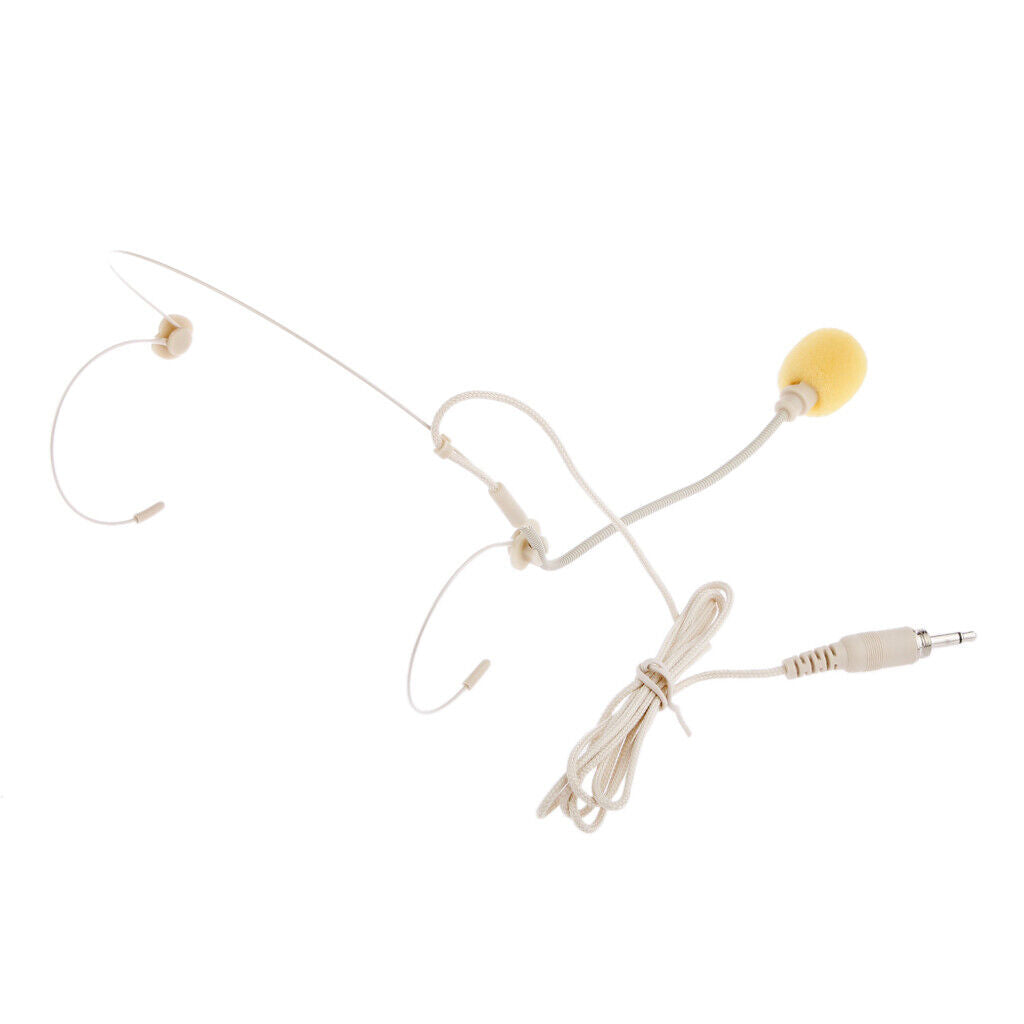 Yellow Double Ear Hook Headset Headworn Microphone with Upright Type Plug