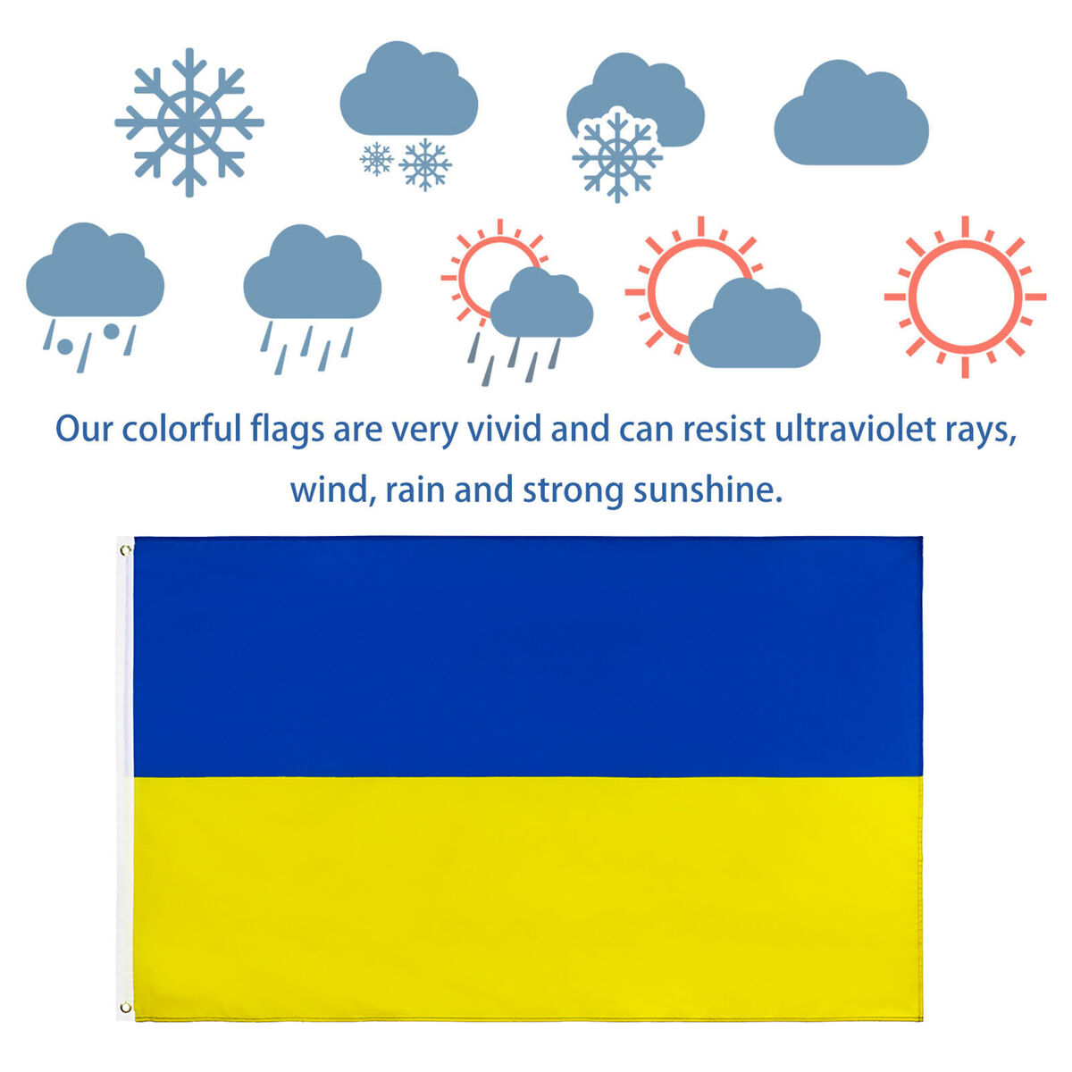 Ukraine Flag - Polyester Banner Ukrainian National Bunting Flag (90x150cm)