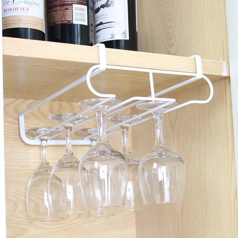Cabinet Hanging Wine Glass Rack Cup Goblet Stemware Storage Rack Shelf Hanger