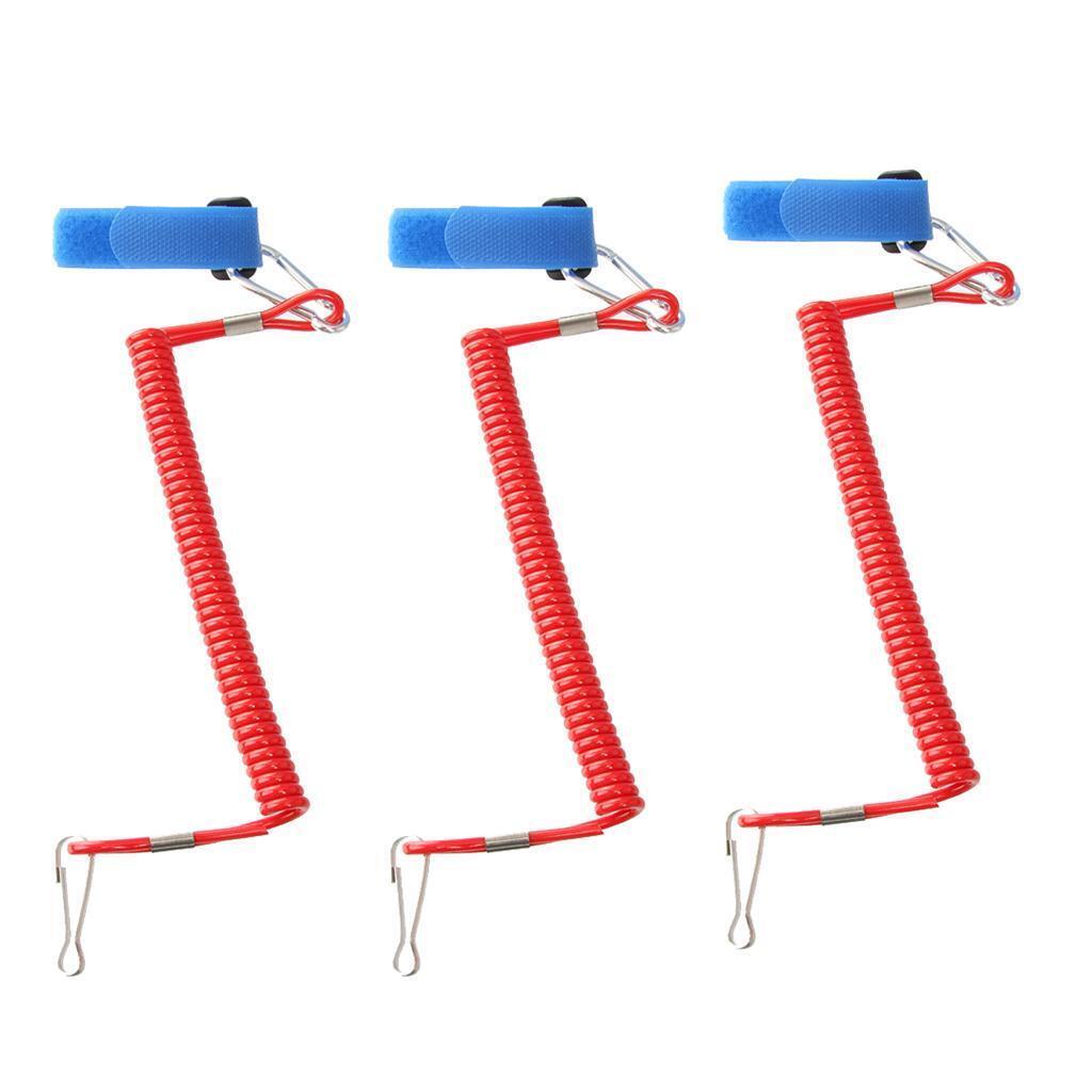 3Pcs Kayak Canoe Boat Elastic Plastic Fishing Rod / Paddle Leash
