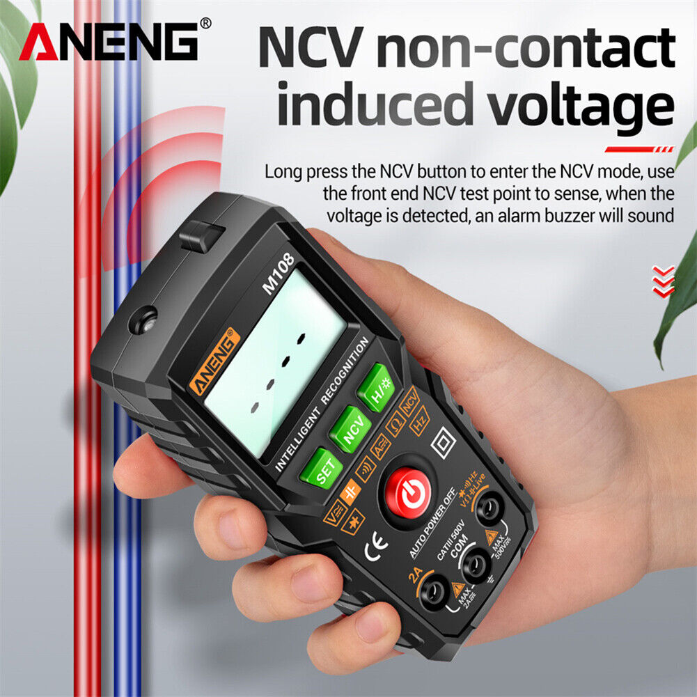 ANENG M108 4000 Counts Smart Digital Multimeter NCV DC AC Tester (Black)