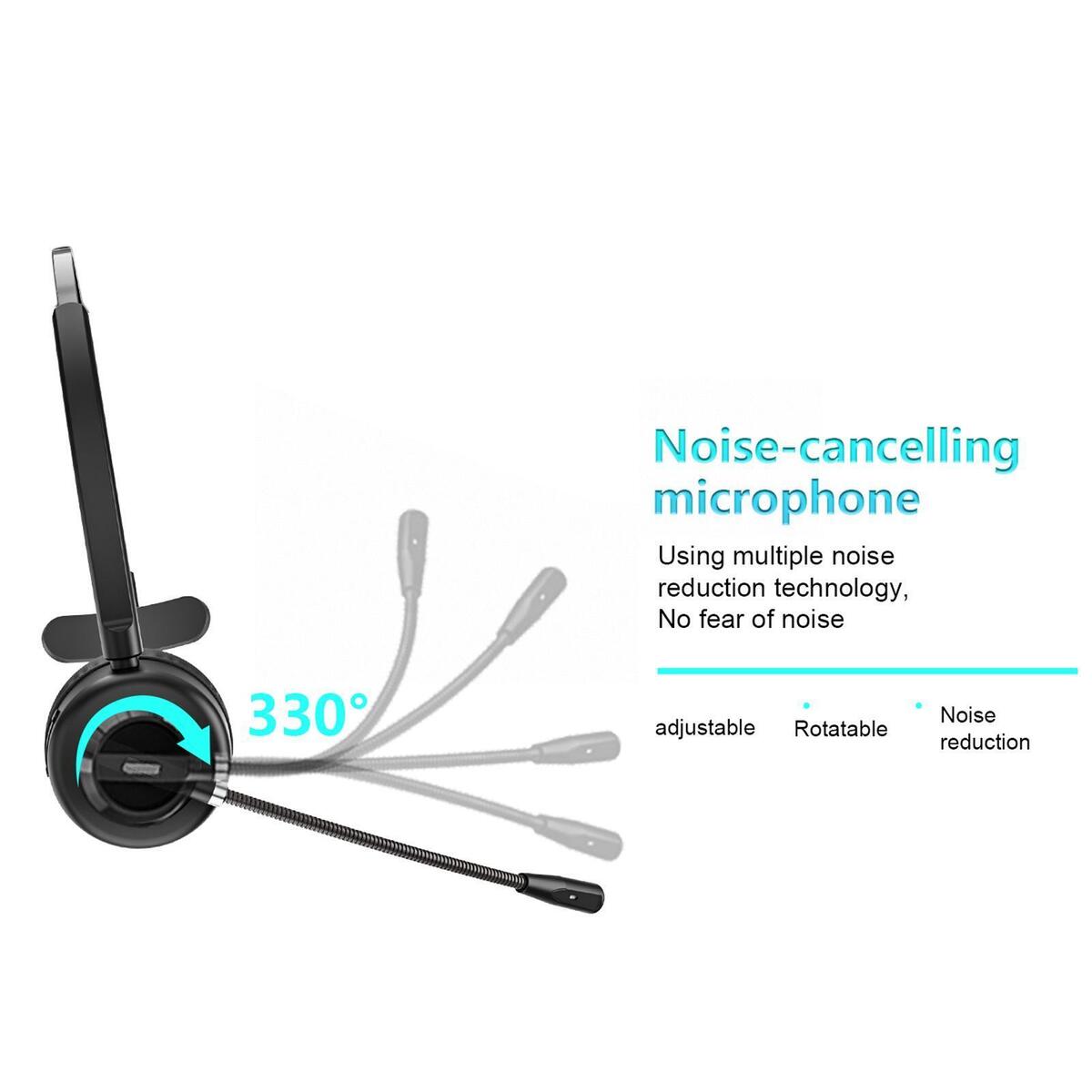 Bluetooth Headset with Charging Dock Earphone for Phone Office Call Center
