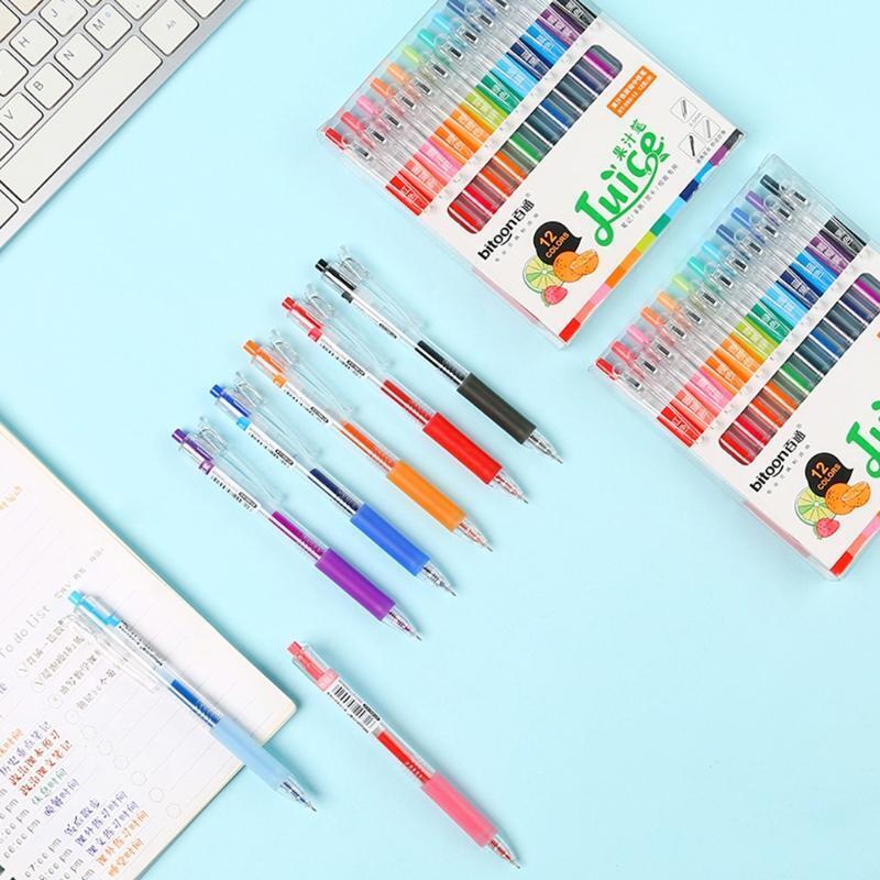 12 Pcs Cute Candy Color Retractable Gel Pen 0.5mm Gel Pen for Students Gift