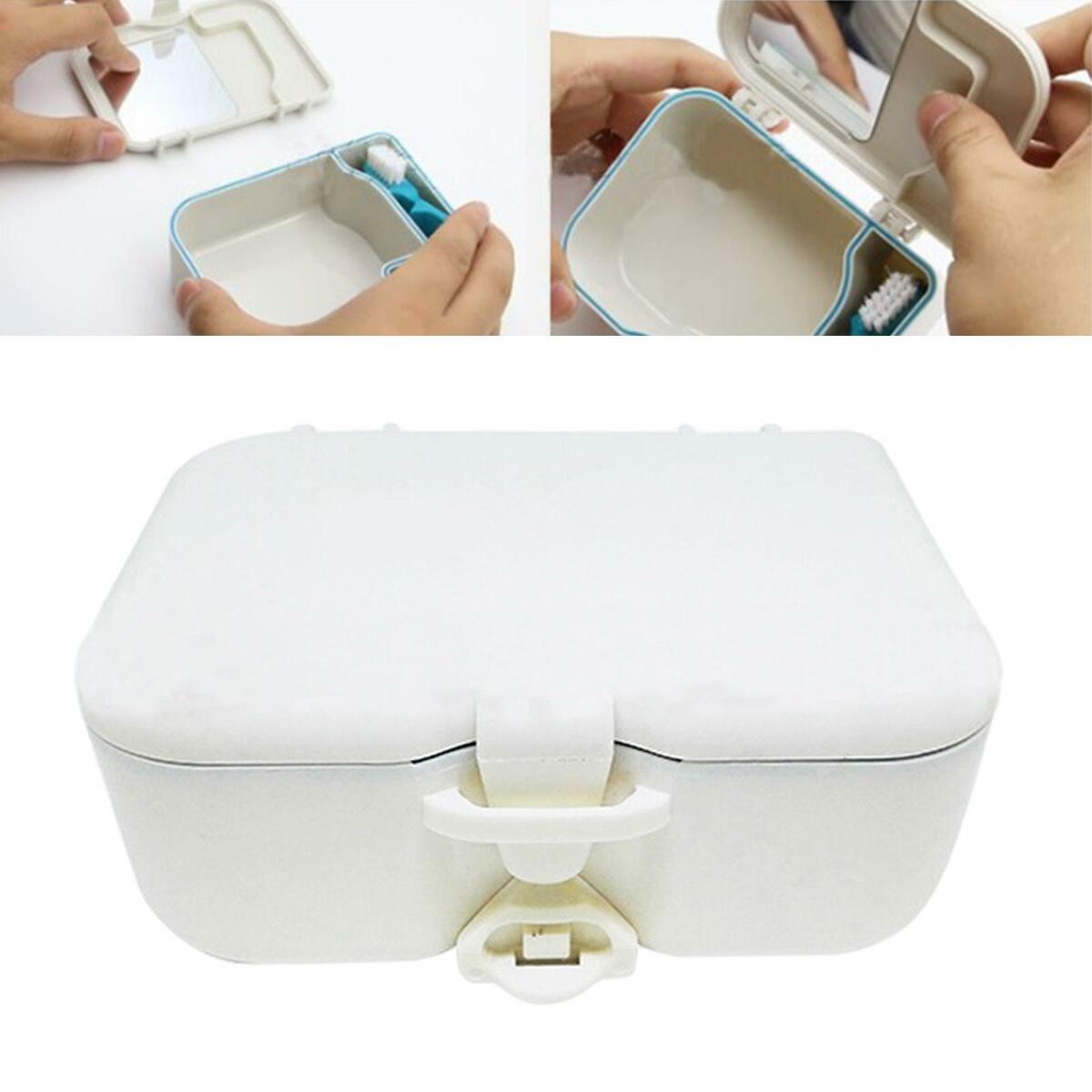 Case Soak Container Appliances Holder with Mirror & Brush