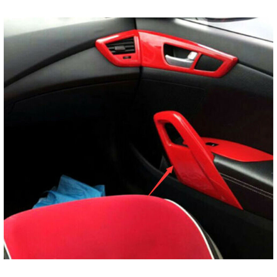 1 Pair Door Armrest Panel Trim Cover Decor Fit for Hyundai Veloster 2011-2016