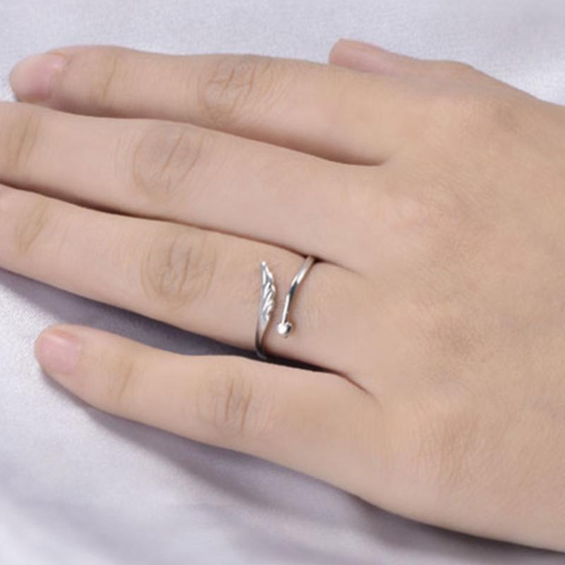 Adjustable Open Index Finger Ring Alloy Rings Heart-shaped Angel Wings Xmas Gift