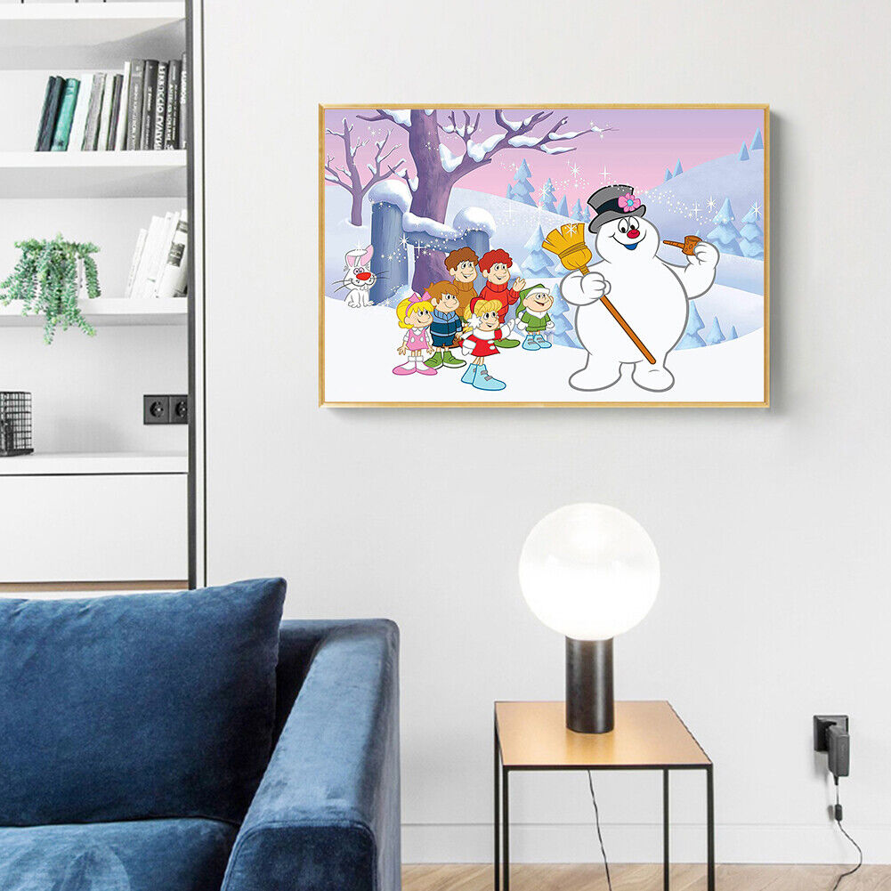 Full Diamond 5D Round Drill Picture Kit Painting Snowman and Friends DIY