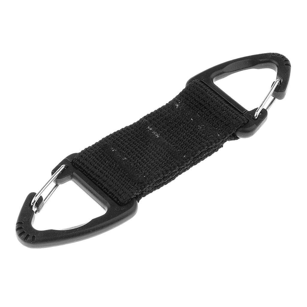 2 Pieces Outdoor  Webbing Backpack Dual Ended Triangular Hook Black