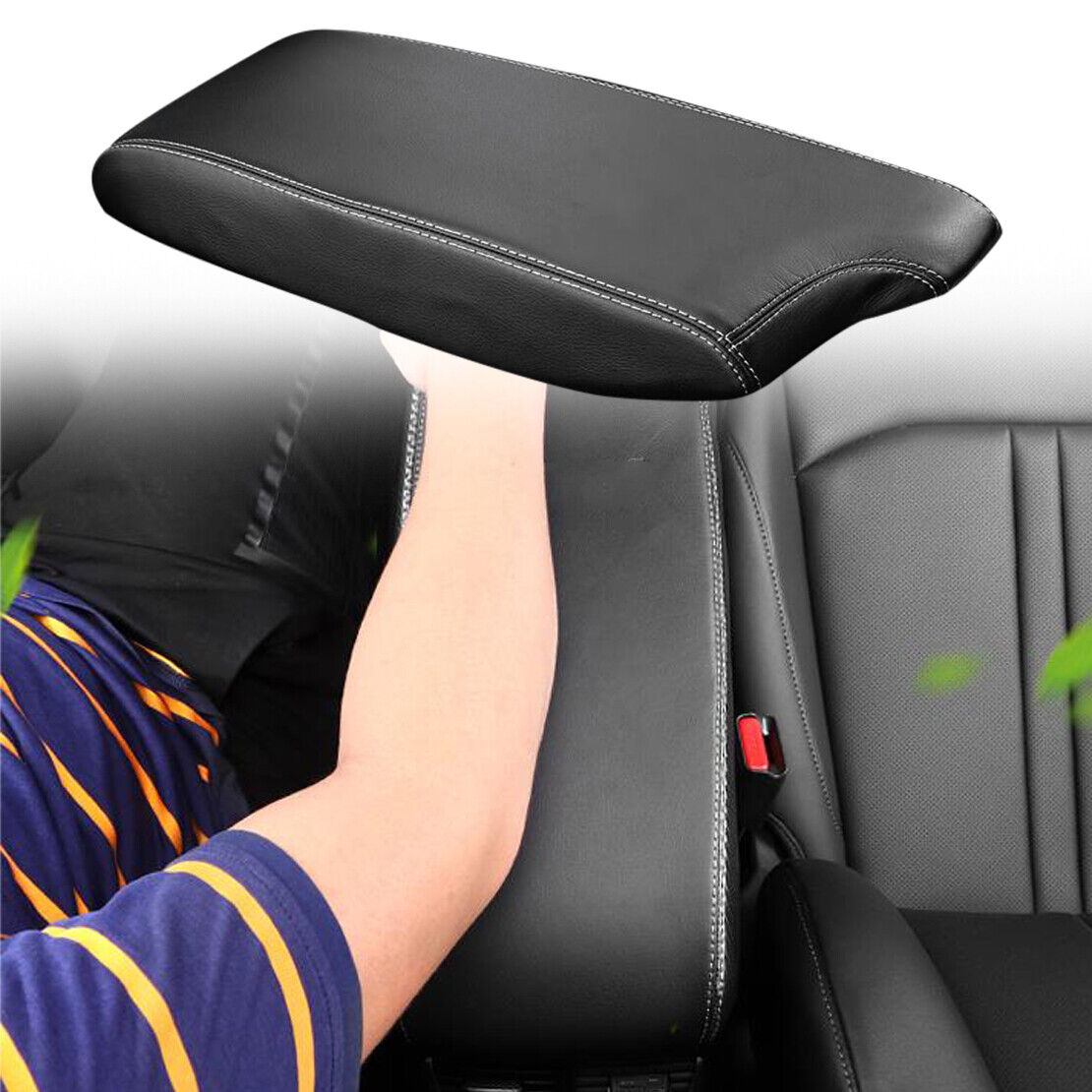 Synthetic Leather Center Console Lid Armrest Cover Trim Fit For Hyundai Sonata