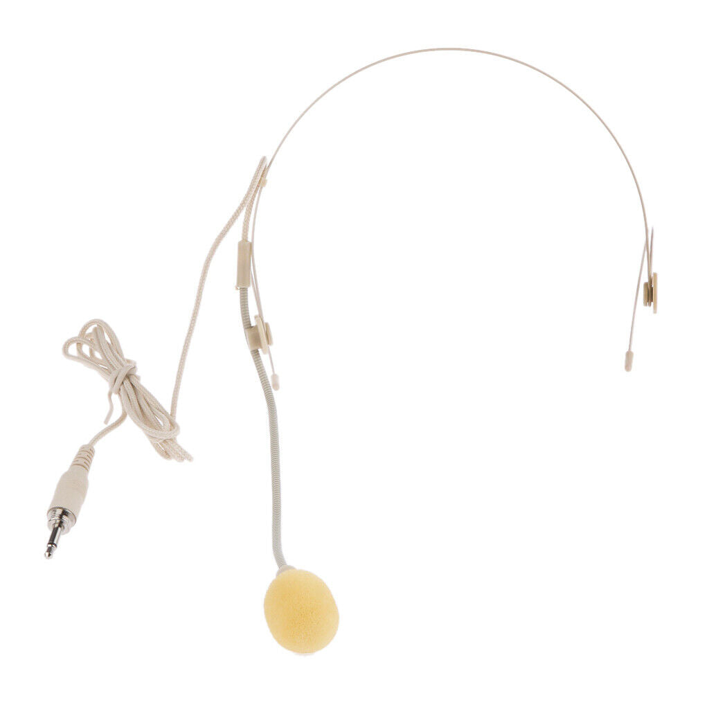 Yellow Double Ear Hook Headset Headworn Microphone with Upright Type Plug