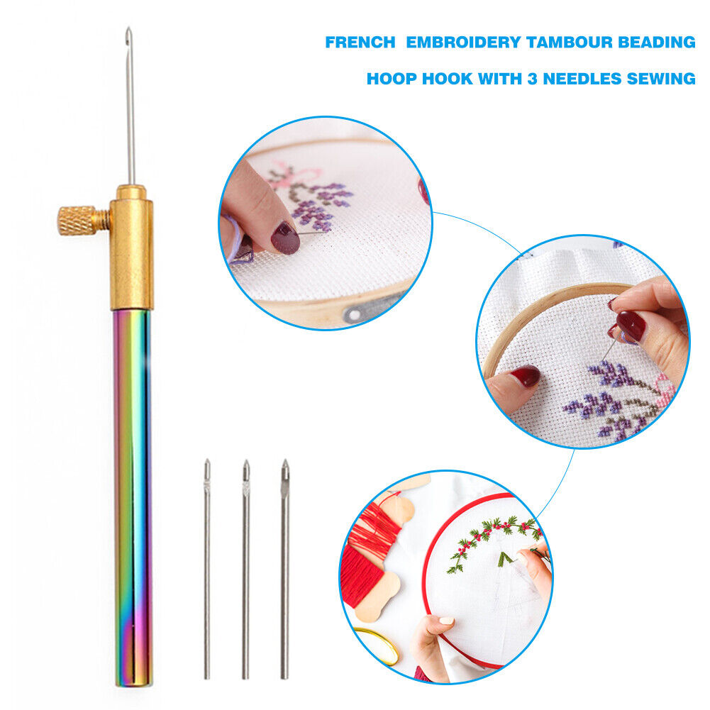 Aluminum Alloy Embroidery Needle Crochet Hook DIY Craft Tool Set w/Handle