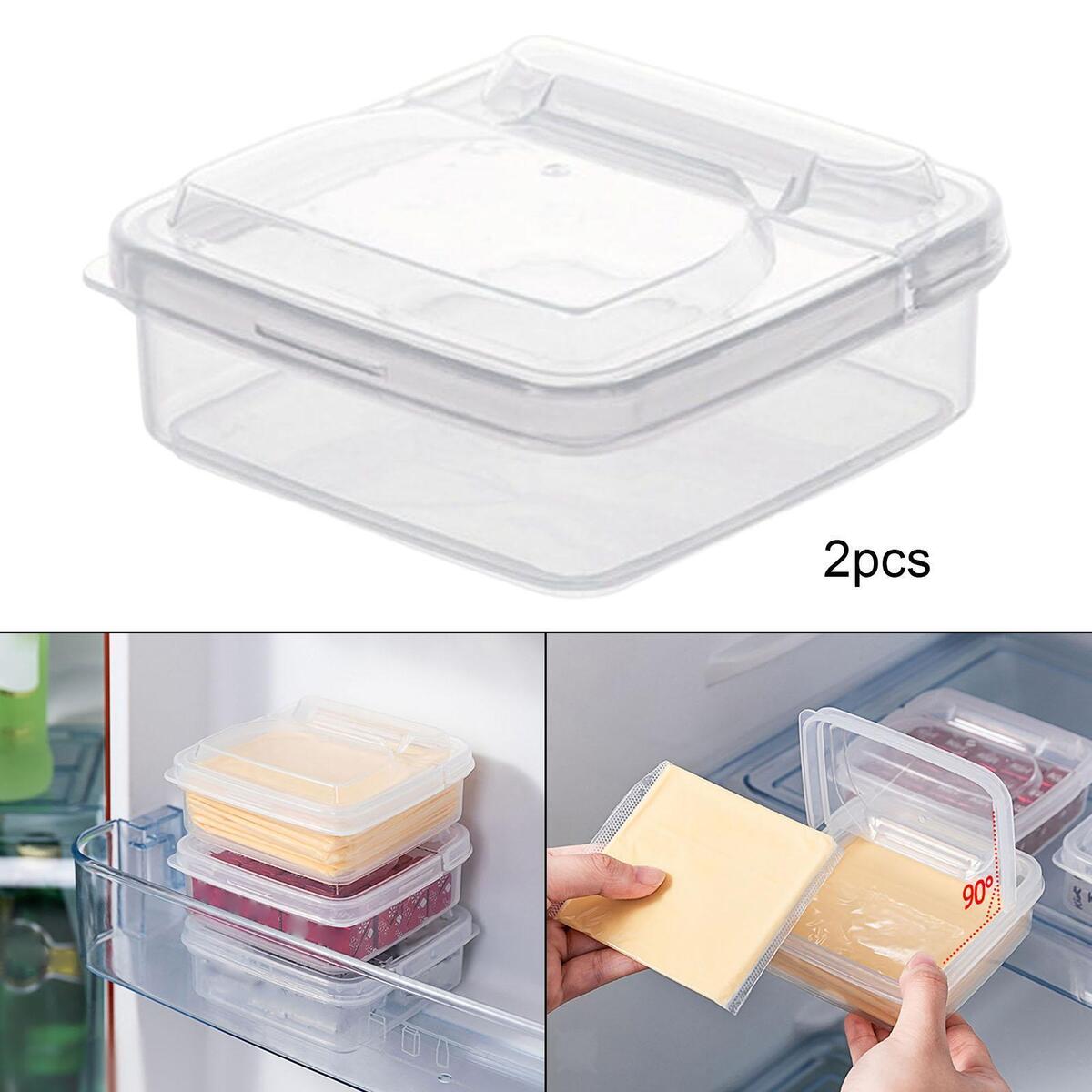 2Pcs Refrigerator Food Container Lunch Box Container Freezer Drawers Bins