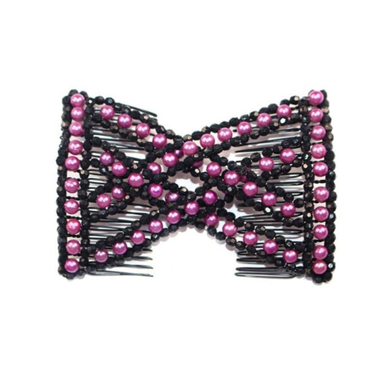 Elegant Jewelry Hair Ornament Magic Hair Comb EZ Beaded Double Stretchy Clip Ins