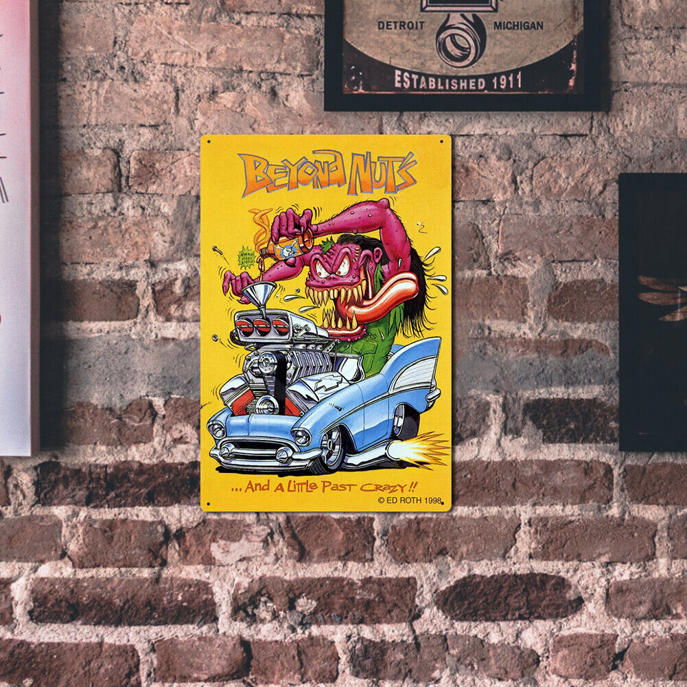Monster Car Metal Plate Tin Plaque Bar Pub Wall Art Sign Home Decoration