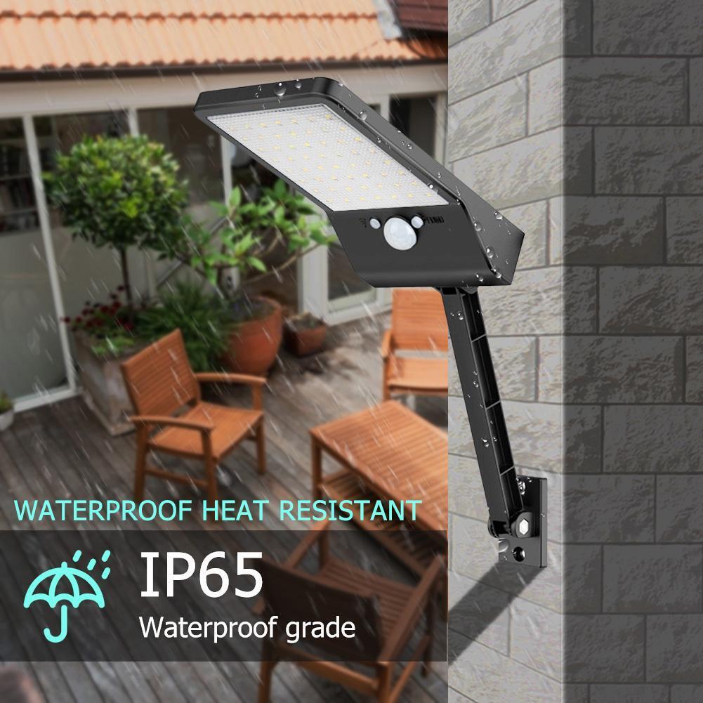56LED Solar Motion Sensor Wall Light Remote Control Street Lamp (Black)