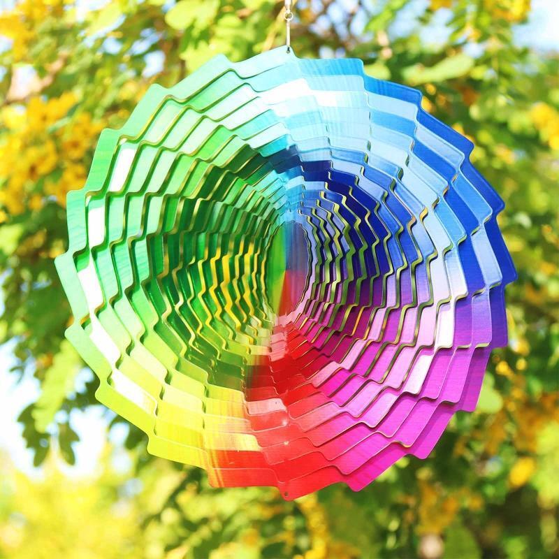 Stainless Steel Wind Spinner Colorful Wind Chime Hanging Ornament Pendant
