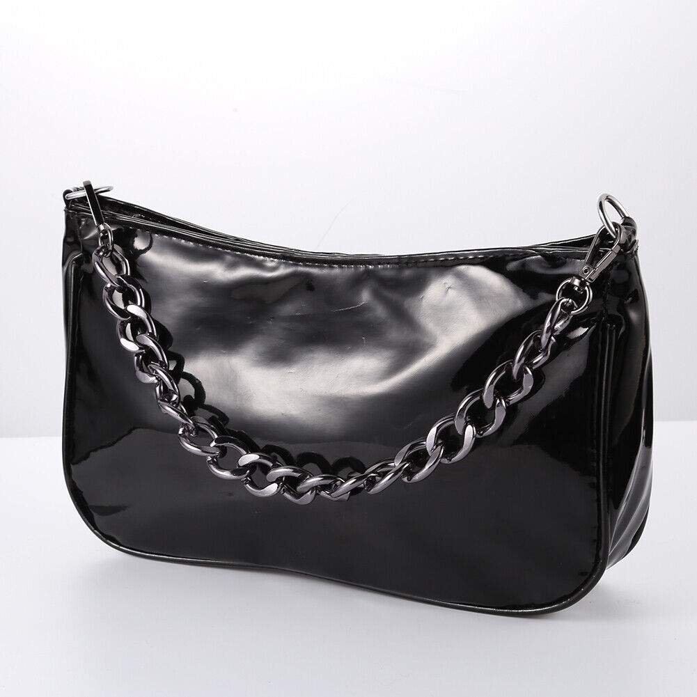 40cm Punk Metal Thick Chain Bag Shoulder Strap DIY Handbag Handles (Black)