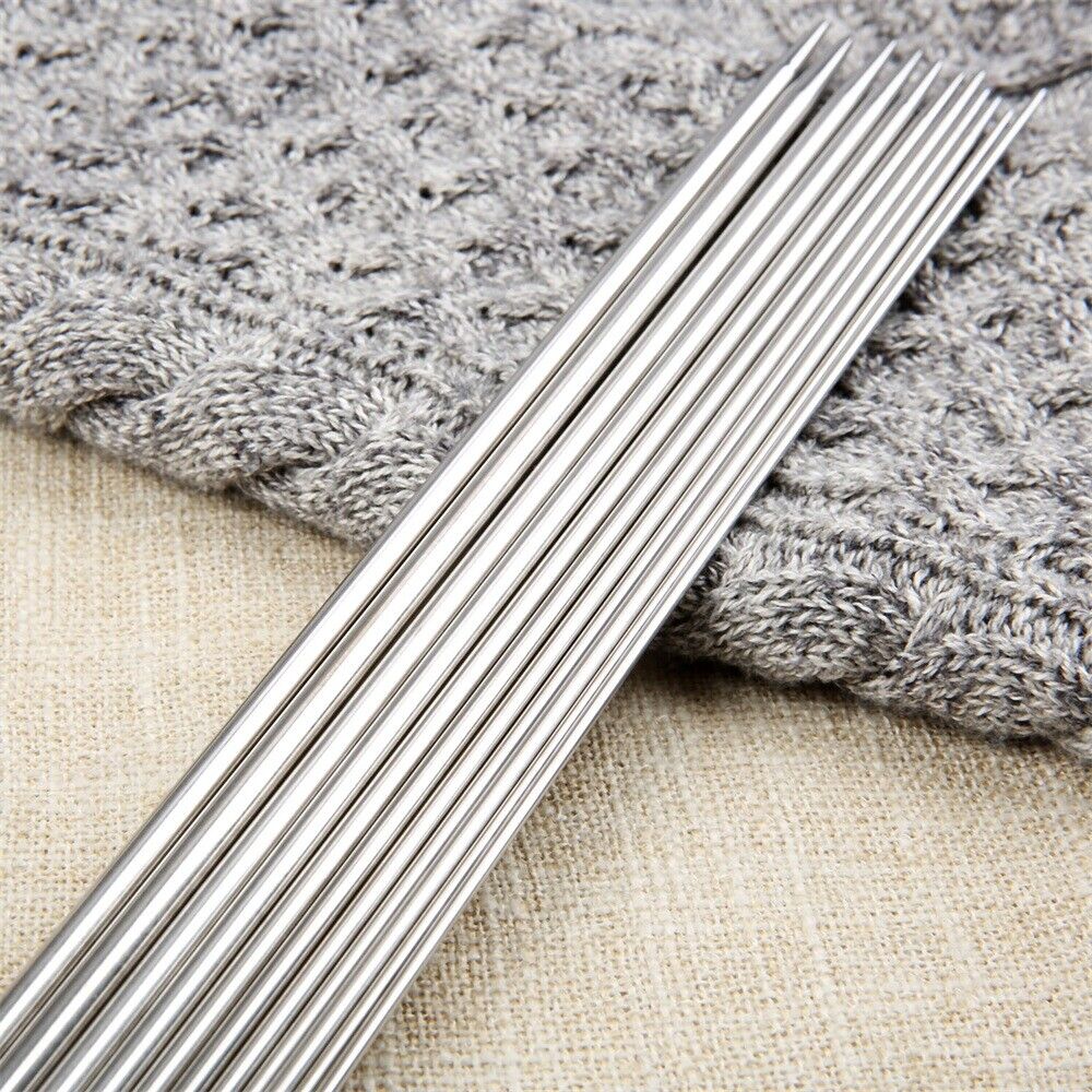 44pcs 11 Sizes Double Pointed Stainless Steel Knitting Needles Yarn Tool 9.84"
