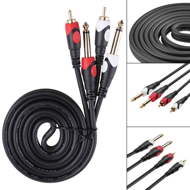Dual 1/4 inch 6.35mm to Dual RCA Stereo Audio Interconnect Cable Patch Cable