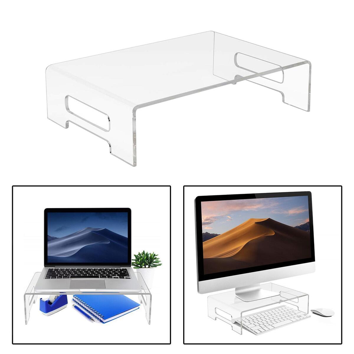 Clear Acrylic Computer Monitor Stand Holder Riser for Office Home Desktop, Free