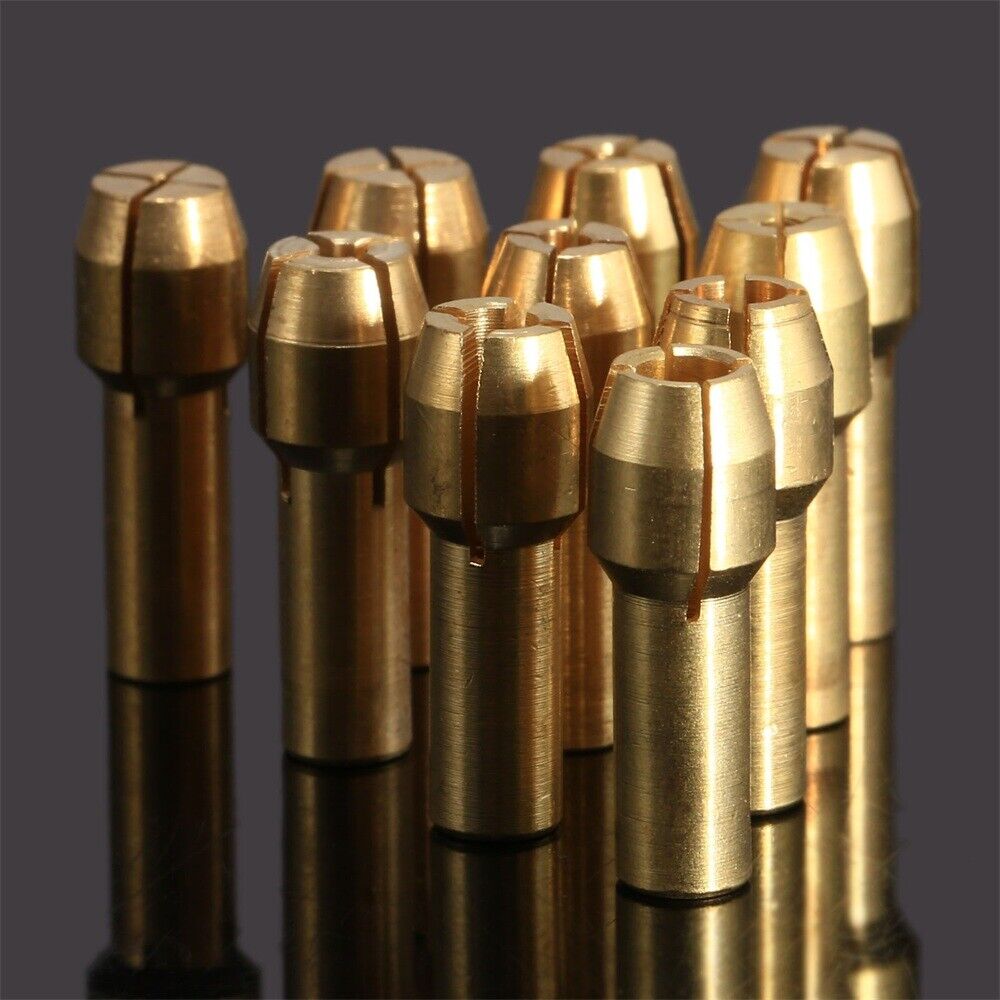 10pcs Brass Collet Chuck Nut Kit Grinder Rotary Tool Metalworking 0.5mm-3.2mm