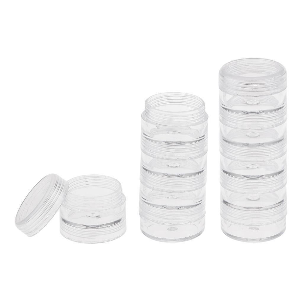 30Box Clear Round Plastic Stackable Containers Box Jar Organizer for Diamond
