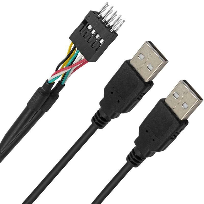 2x USB 2.0 Type A Male Head to Computer Case Motherboard 9pin Header Cable 20''