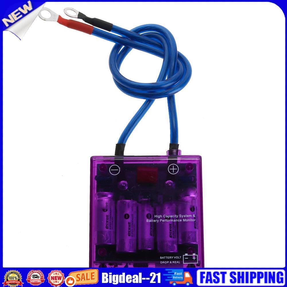 Digital Display Fuel Saver Grounding Voltage Regulator Stabilizer (Purple)