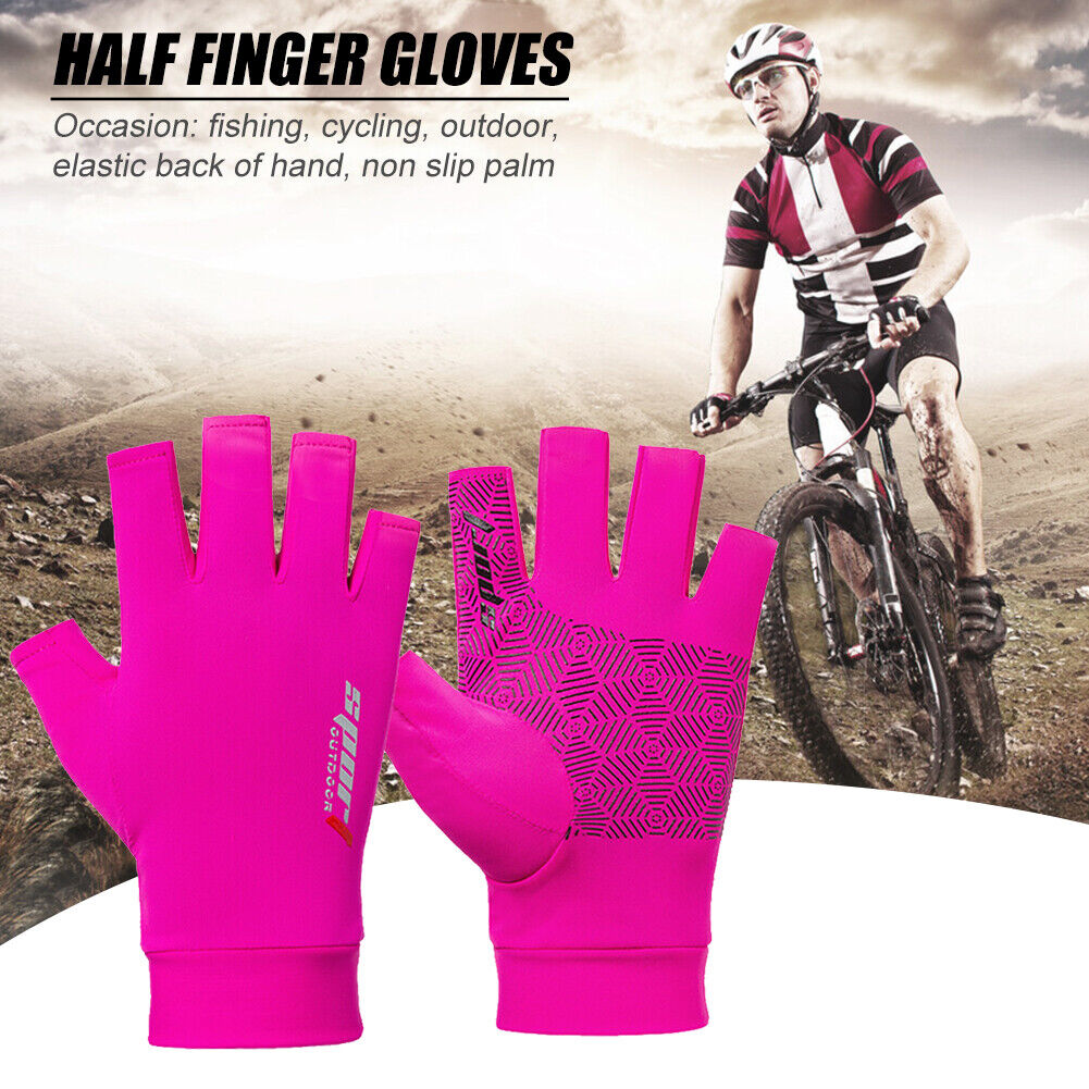 Summer Half Finger Gloves Breathable Anti-Slip Outdoor Sport Mitten (Pink)