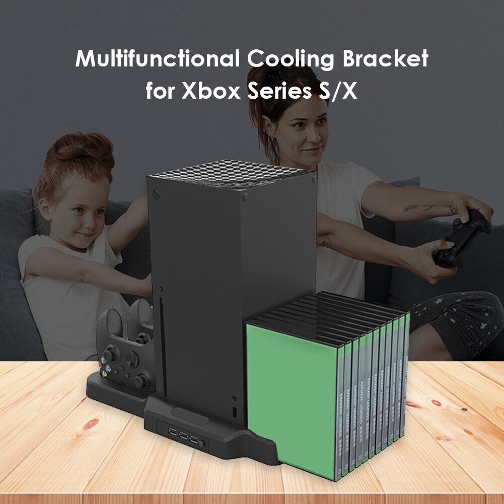 Cooling Stand Controller Charger w/2 Fans 11 Game Slots for Xbox Series S X