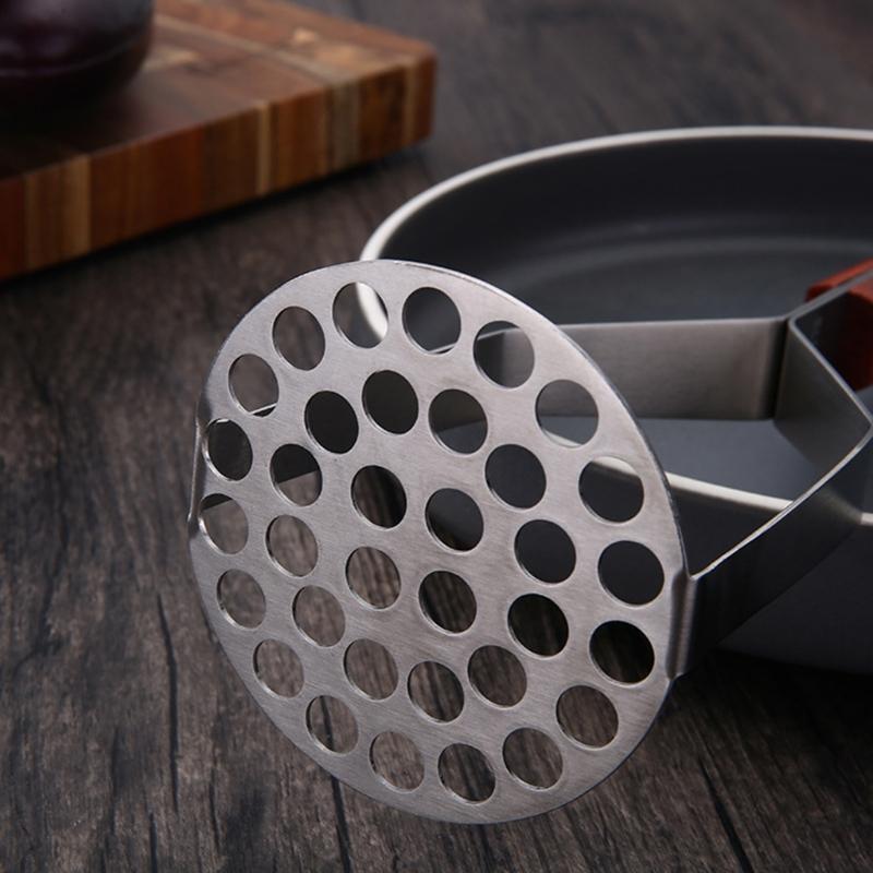 Potato Masher Stainless Steel Food Masher Utensil with Wood Handle Fruits Masher