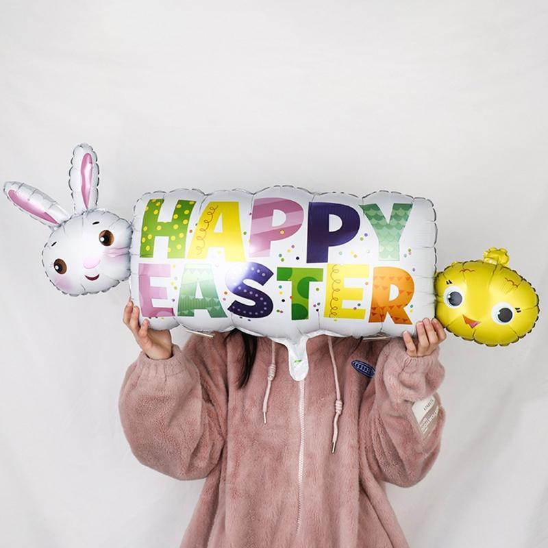 Happy Easter Bunny Aluminum Film Balloons Set of 10 Cartoon Animal Balloon